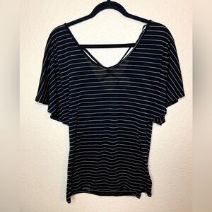 Pretty Rebellious Black Striped Blouse Size Large